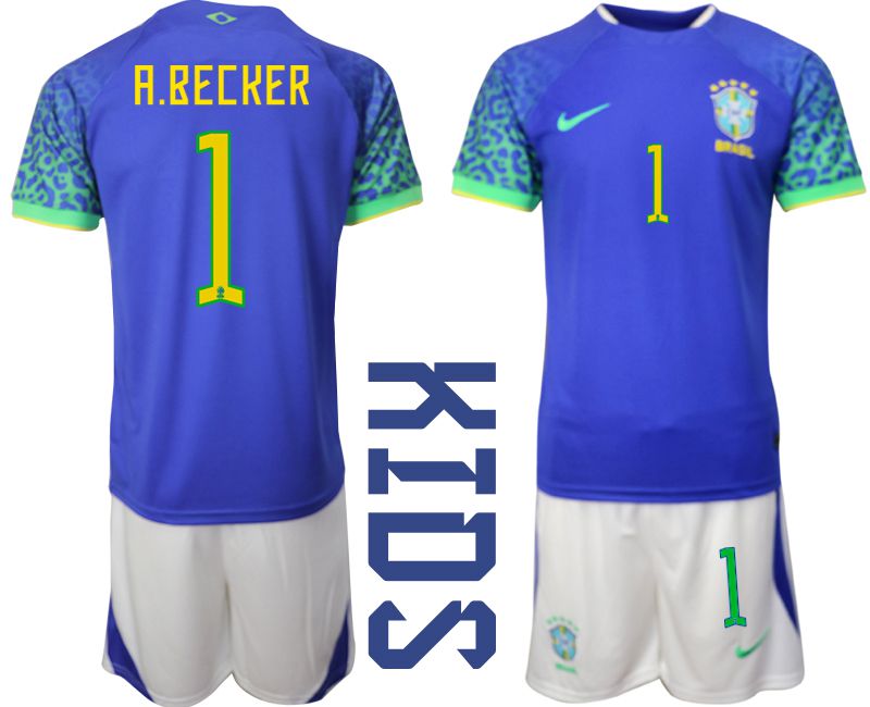 Youth 2022 World Cup National Team Brazil away blue 1 Soccer Jersey